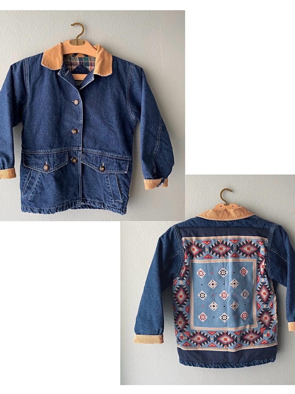 Arizona Jean Co. | Vintage 90s Patchwork Denim Jacket Plaid Lined Southwestern